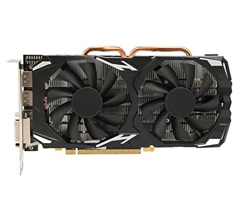 Yunseity Tarjeta GráFica para Juegos RX 580 con Memoria GDDR5 de 8 GB, Tarjeta GráFica PCI Express 3.0 de 256 bits, 1284 MHz, 7000 MHz con Ventilador Doble Compatible con PC, DisplayPort, HDMI, DVI