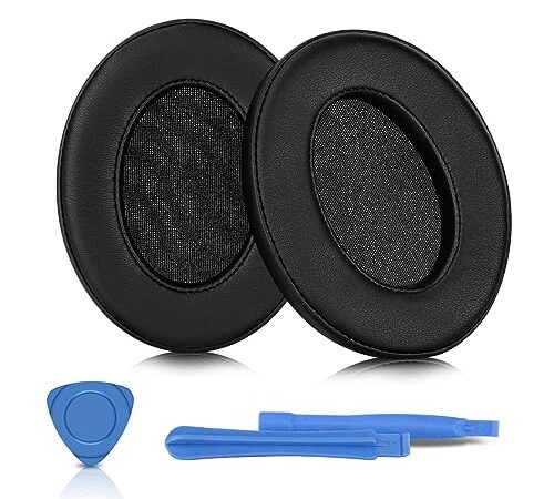 ELZO Almohadillas de Repuesto Profesionales para Sony WH-1000XM3 (WH1000XM3) Auriculares Supraaurales, Cuero de Proteína más Suave, Aislamiento de Ruido, Espuma Viscoelástica, Grosor Añadido (Negro)