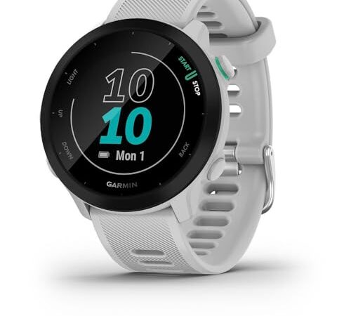 Garmin Forerunner 55 - Reloj inteligente para running con GPS, planes de entrenamiento, notificaciones y seguimiento del bienestar, Blanco