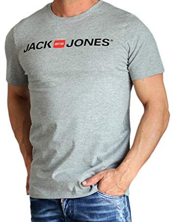 JACK & JONES Jjecorp Logo tee SS Crew Neck Noos T-Shirt, Light Grey Melange, M (EU)