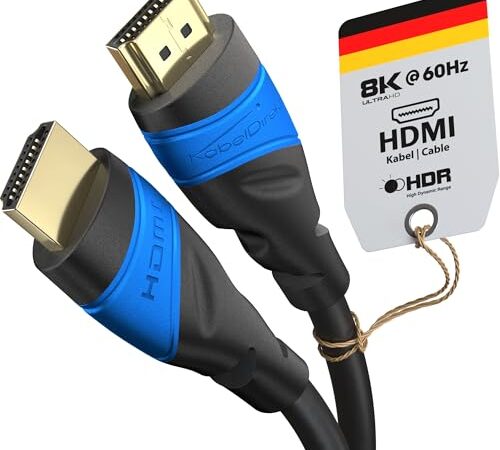 KabelDirekt – Cable HDMI 4K & 8K – 3m – Disponible en 0,15-22,5m – para Cualquier conexión HDMI (4K@120Hz & 8K@60Hz, HDMI 2.0, High Speed con Ethernet, TV, BLU-Ray, PS5, Xbox, Switch, Negro)