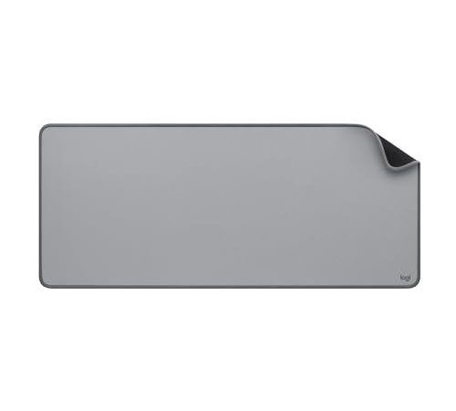 Logitech Desk Mat - Studio Series, Multifuncional, Alfombrilla de Ratón Grande, Protector de Escritorio, Base Antideslizante, Resiste Salpicaduras - Gris