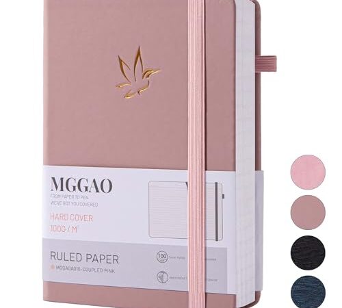MGGAO Cuaderno de diario rayado, diarios para escribir, rayas universitarias con 320 páginas, cuaderno de tapa dura para escribir diarios, papel grueso de 100 g/m², tamaño A5 para trabajo y Notebook