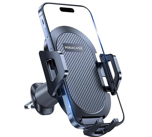 Miracase Soporte Movil Coche [Nuevo Gancho Doble de Acero] Suporte Telemovel Carro para Ventilación de Aire Compatible con iPhone 16/15/14/13 Samsung Xiaomi y Otras Smartphones