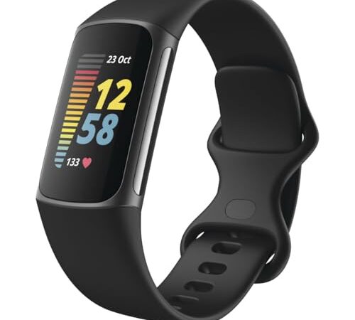 Pulsera avanzada actividad Fitbit Charge 5: con 6 meses de servicio Premium incluidos, hasta 7 días de batería, función ECG y Nivel de recuperación diario, Negro / Acero inoxidable negro grafito