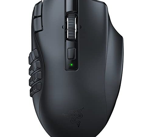 Razer Naga V2 HyperSpeed - Ratón Inalámbrico Ergonómico para Juegos MMO, 19 Botones Programables, Hyperspeed, hasta 250 Horas de Duración De La Batería, Sensor Óptico Focus Pro 30K, Negro