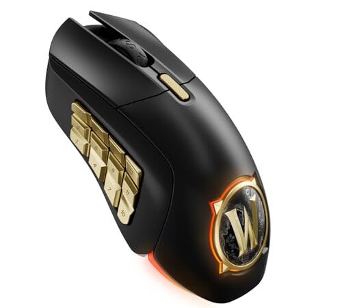 Steelseries Aerox 9 Wireless - edición World of Warcraft - Objeto en el Juego - Ratón Gaming para MMO - 18 Botones programables - Ultraligero - Bluetooth/2,4 GHz - Sensor TrueMove Air de 18K dpi