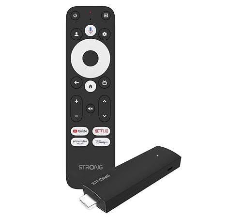 STRONG - Streaming Box Android TV 4K UHD - SRT41 - Google TV HDMI Key - Chromecast Built-in - Compatible con la Asistencia Vocal Google - Dolby Atmos - Fácil de Instalar - Formato Stick - Negro