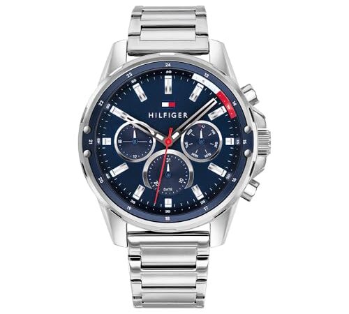 Tommy Hilfiger Reloj Analógico de Cuarzo multifunción para Hombre con Correa en Acero Inoxidable Plateada - 1791788