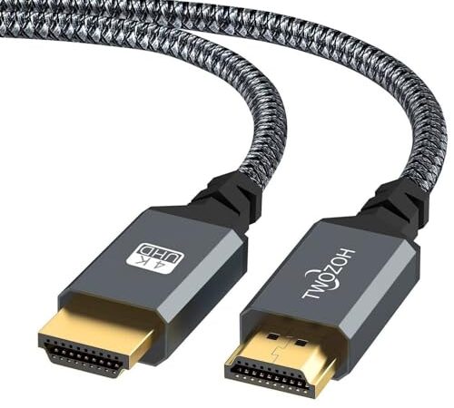 Twozoh Cable HDMI 4K 1M, Cable HDMI 2.0 Trenzado de Nailon de Alta Velocidad 4K@60Hz a 18Gbps Compatible con PS5, PS3, PS4, PC, proyector, 4K UHD TV/HDTV, Xbox