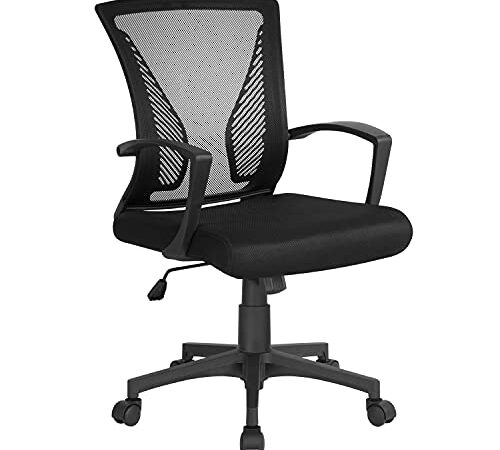 Yaheetech Silla de Oficina con Ruedas Regulable en Altura Múlti Color de Malla con Función de Mecedora Silla Escritorio para Despacho Silla de Estudio