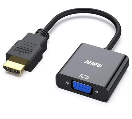 BENFEI Adaptador HDMI a VGA 1080P, para PC, TV, Ordenadores Portátiles y Otros Dispositivos HDMI - Negro