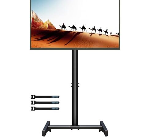 BONTEC Soporte TV Ruedas para Televisores Planos Curvos de 13 a 42 Pulgadas, Soporte Suelo TV con 4 Ruedas, de Altura Ajustable de hasta 20 kg, Máx. VESA 200X200mm