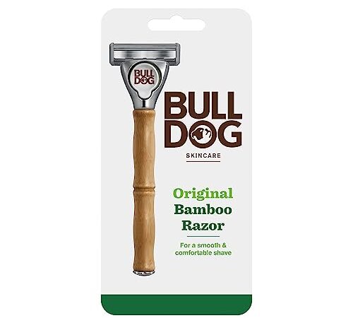 Bulldog Skincare for Men - Maquinilla de Afeitar Sostenible de Bambú con 2 Recambios de Cuchillas de 4 Hojas con 1 Hoja Extra de Precisión