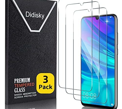 Didisky 3-Unidades Cristal Templado Protector de Pantalla para Huawei P Smart 2019, Honor 8a, Honor 10 Lite,Antihuellas, Sin Burbujas, Fácil de Limpiar, 9H Dureza, Fácil de Instalar, Transparente