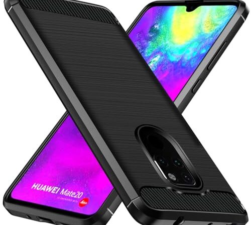 ivoler Funda para Huawei Mate 20, [Protección Militar] Carcasa Protectora Antigolpes, Fina Suave TPU Silicona Caso Delgada Anti-Choques Antihuellas Bumper Case, Negro