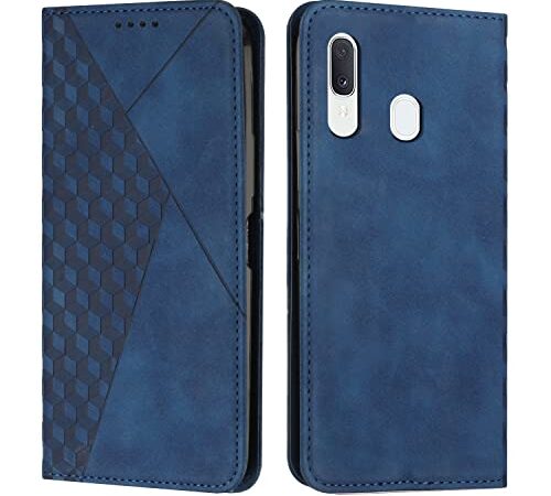 KOUYI Funda para Samsung Galaxy A40, PU Cuero Flip Folio Carcasa [Magnético][Soporte Plegable][Ranuras para Tarjetas],Capa Tipo Libro Flip Case Wallet,Antigolpes Cover (Azul)