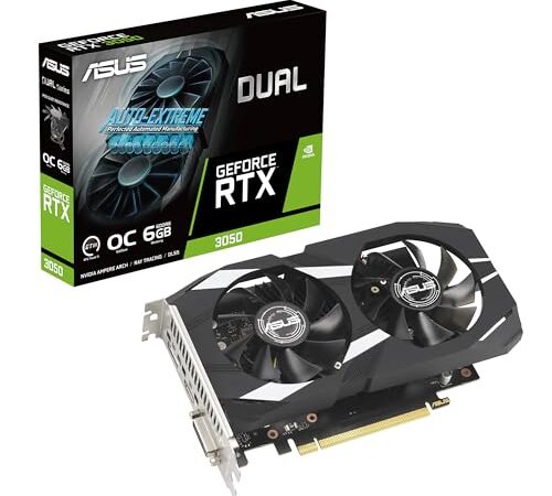 ASUS Dual GeForce RTX 3050 OC Edition 6GB GDDR6 (Resistencia al Polvo IP5X, Soporte de Acero Inoxidable, PCIe 4.0, DLSS 3, HDMI 2.1, DisplayPort 1.4a, DVI-D)