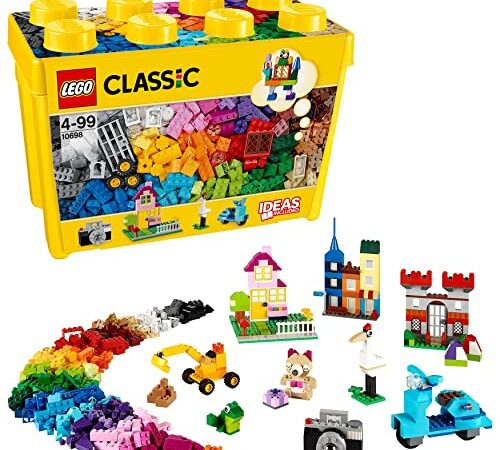 LEGO Classic Caja de Ladrillos Creativos Grande, Juguetes de Construcción y Manualidades para Niños y Niñas de 4 Años o Más, Animales, Casas y Coches de Juguete, Regalos de Cumpleaños Infantiles 10698