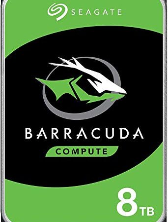 Seagate BarraCuda, 8 TB, disco duro interno, SATA de 6 Gbit/s, 3,5", 5400 RPM, caché de 256 MB para PC de escritorio (ST8000DM004)